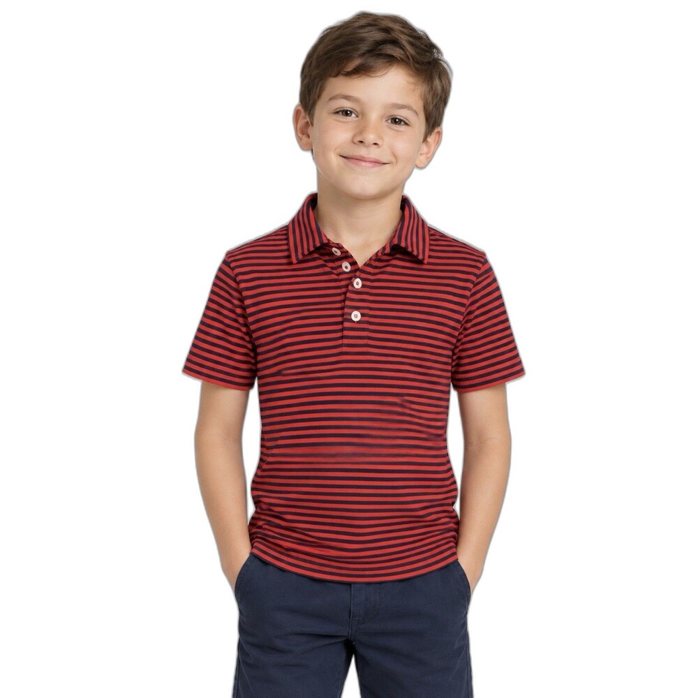 Polo Ralph Lauren boys performance jersey polo shirt size S (8) orange navy NWOT